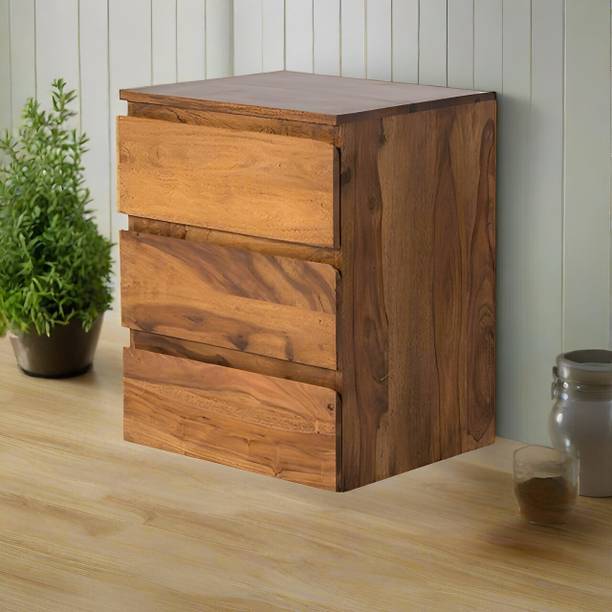 PR FURNITURE Ravian Three Drawers Bed-Side Table Made Of Solid Sheesham Wood Solid Wood Side Table