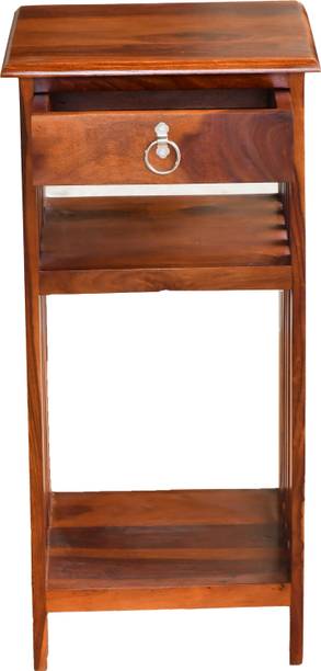 Meera Handicraft Wooden Bedside Table, Nightstand with Shelf & Drawer Storage for Home, Bed Room Solid Wood Bedside Table