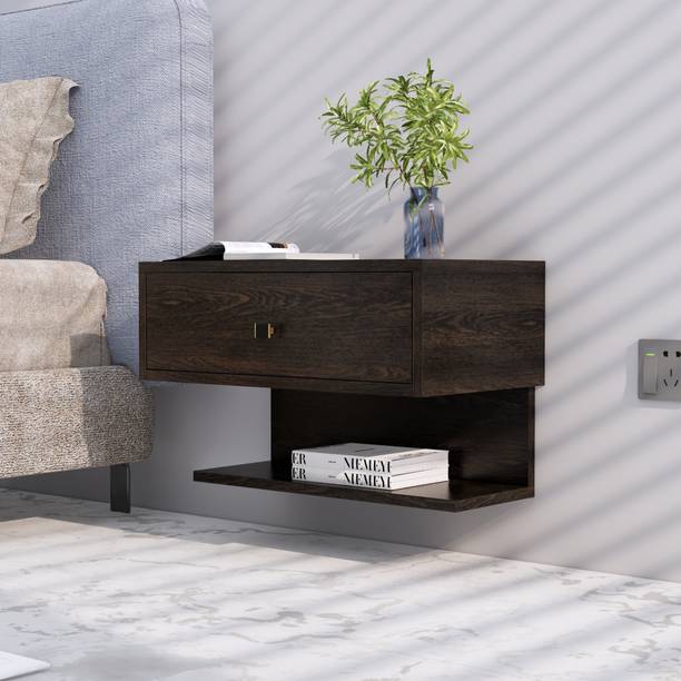 Hexa Red Bed Side Table with 1-Drawer, Nightstand, Bedrooms, Storage Cabinet Engineered Wood Bedside Table