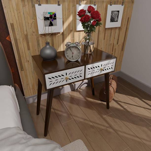 Ereteken ART Mid-Century Modern Bedside Table with Solid Wood Legs Engineered Wood Bedside Table