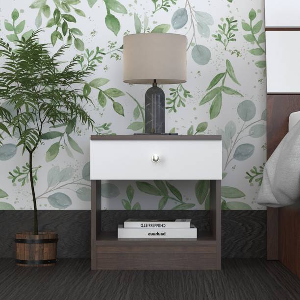Wood Inspire Glacia Wooden Bed Side Nightstand with 1 Drawer Storage & 1 Open Shelf Solid Wood Bedside Table