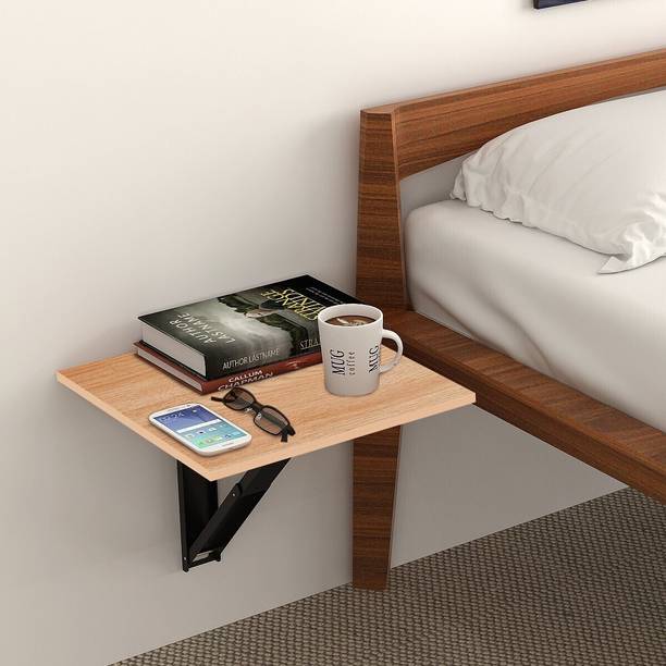 KAWACHI Wall Mount Folding Bedside Table, Mini Wall Mounted Laptop Table for Bedroom Engineered Wood Bedside Table
