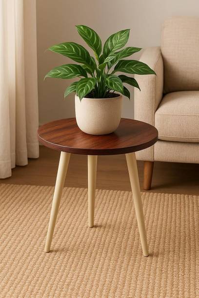 A K Traders Wooden Small Round End Table MIni Table Side Table Faux Marble Top 12x12x12 Inch Solid Wood Side Table