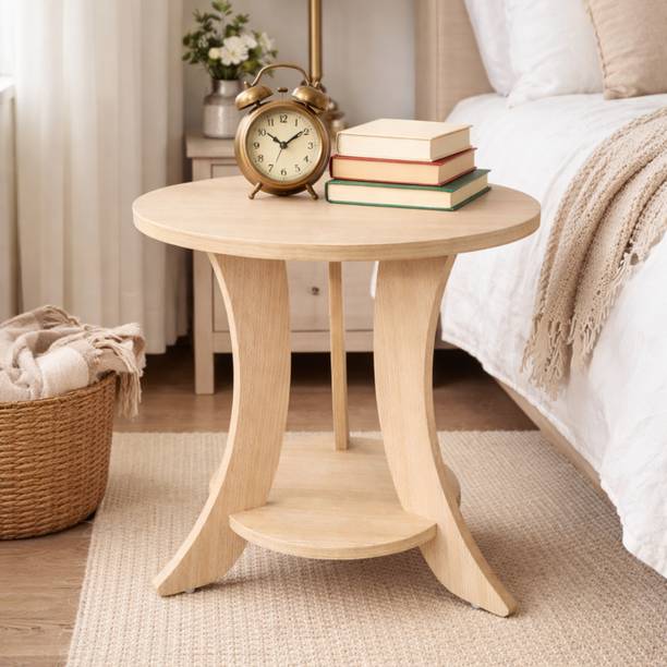 Nestokart Modern Wooden Round Side Table Coffee Table ,End Table for Living& Bedroom MDF Engineered Wood End Table