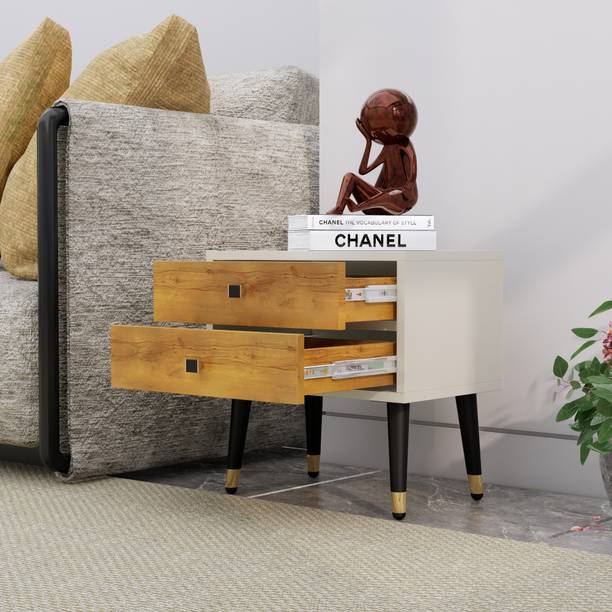 Hexa Red Bed Side Table with 2-Drawer, Nightstand, Bedrooms, Storage Cabinet Engineered Wood Bedside Table