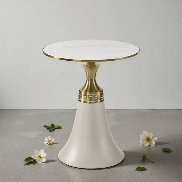 THE ATTIC The Attic Orion Black Marble Top End Table Sleek Design,Cream Metal End Table