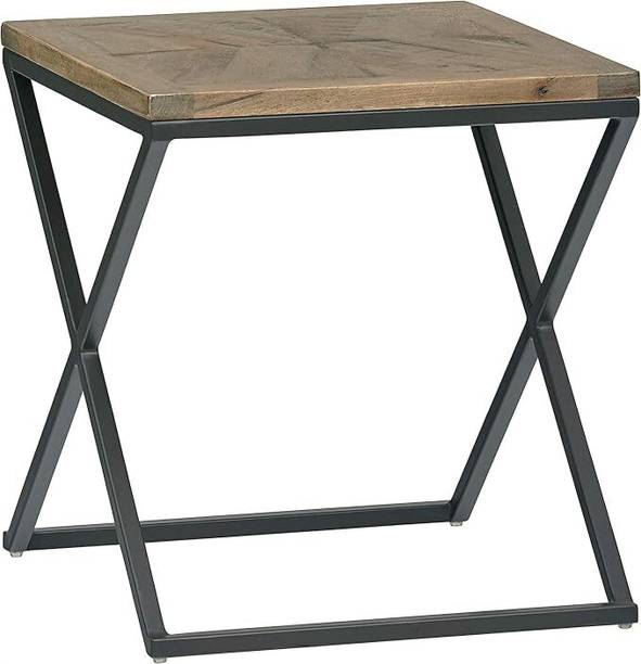 Indian Decor RW455 Classic End Table, Square Side Table with 2-Tier Storage Shelf for Living Metal Side Table