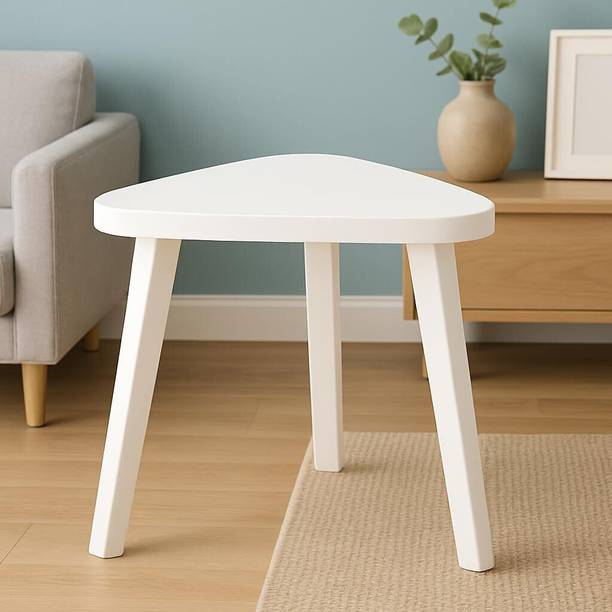 NE Furniture Solid Wood 3-Leg Triangle Side Table for Corner Spaces (Natural Finish) Engineered Wood Side Table