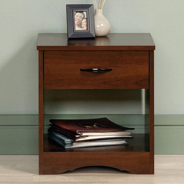 Custom Decor Sauder Beginnings Solid Wood End Table Night Stand Side Table with Drawer and Storage - Honey Teak Brown Solid Wood Side Table