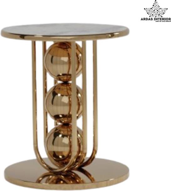 ardasinterior Round Italian Marble Gold Side Table Stone Side Table