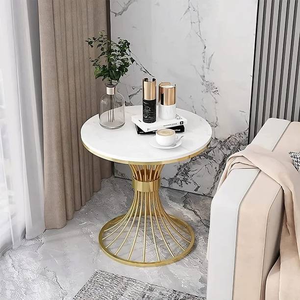 N.R.HOMESDECOR Aurum Luxury Metal Side Table – Gold Finish with Nano Marble Top by NR Homes Metal Side Table
