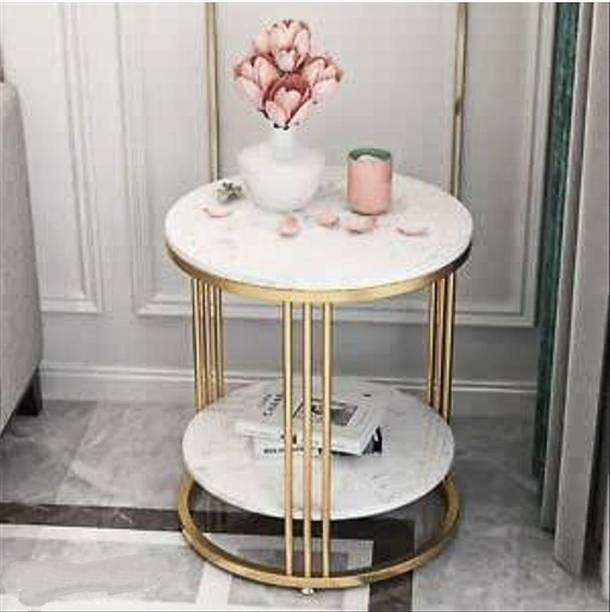 Gaxi Luxury Marble Top Side Table for Home Engineered Wood Console Table