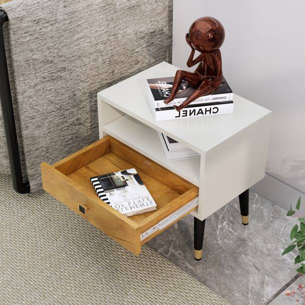Hexa Red Bed Side Table with 1-Drawer, Nightstand, Bedrooms, Storage Cabinet Engineered Wood Bedside Table