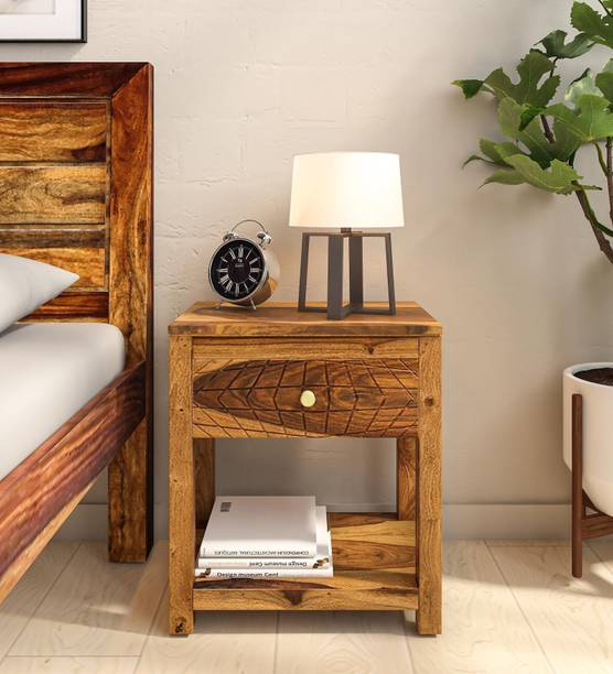Woodsworth from Pepperfry Nuevo Solid Wood Bedside Table/Wooden Side Table For Bedroom/Home Solid Wood Bedside Table