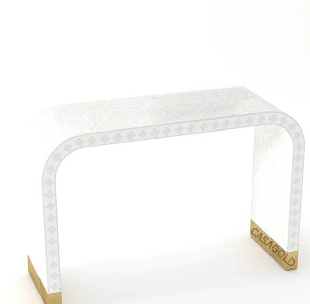 JODHA Bone Inlay Geometric Floral Solid Wood Console Ta...