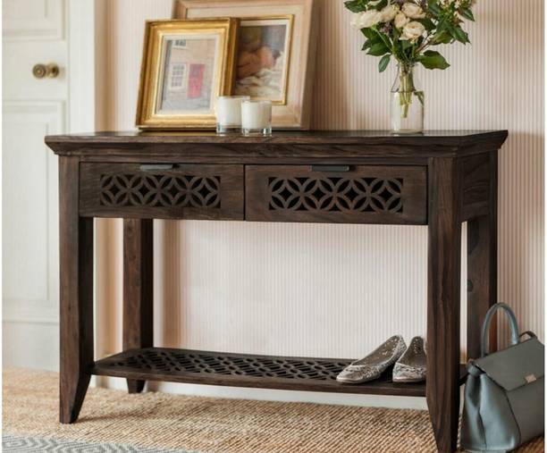 UNITEK FURNITURE Sheesham ( Rosewood ) 2 Drawer Storage for living Room Solid Wood Console Table
