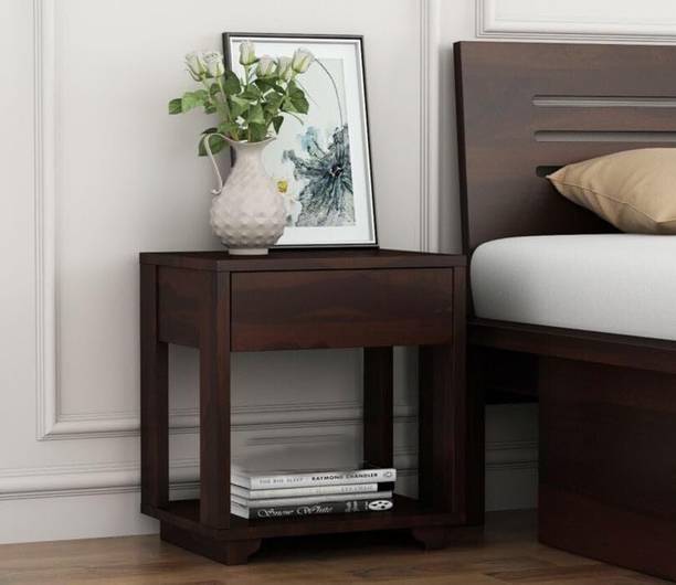 Shauryawoods Nightstand Bedside Lamp Holder End Table with Drawer & Shelf Solid Wood Bedside Table