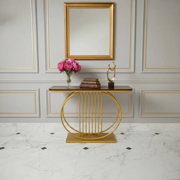 Yusha handicrafts Luxury Circular Design Engineered Wood Console Table