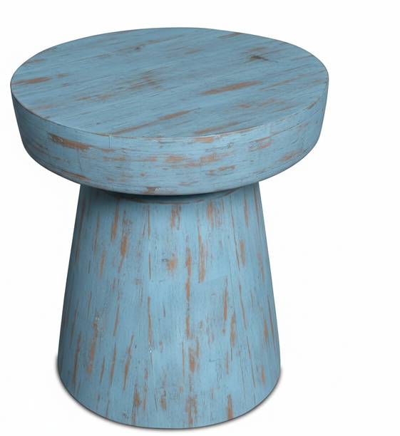ONLINECRAFTS Mango Wood 16-Inch Wide Round Contemporary Accent Table in Fully Assembled, Solid Wood Side Table