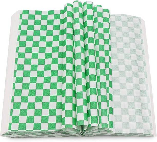 soft cozi 100 Sheets Green Wrap Burger Sandwich Liner, Food Basket Liner for Restaurants Silhouette Paper Sheet