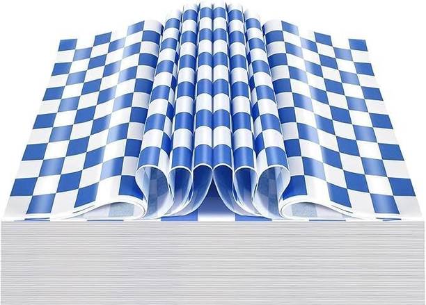 soft cozi 10x10 Inch Blue & White Checkered Butter Paper – 200 Sheets – Non-Stick Paper Silhouette Paper Sheet