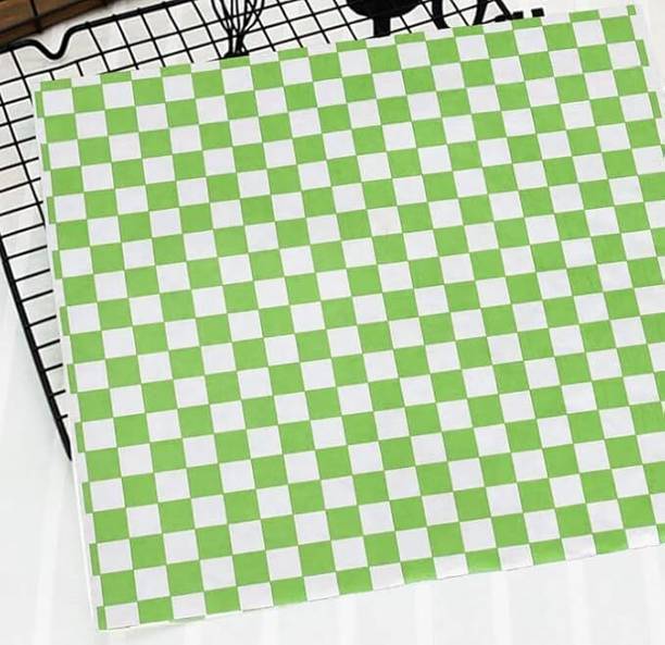soft cozi Food Wrapping Butter Paper GSM 40 Green Checks Oil Absorbing Sheets (100Pcs) Silhouette Paper Sheet