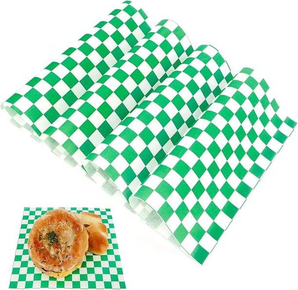 soft cozi Green Checks Paper 200 Sheets Grease Resistant Checkered Square Sandwich Paper Silhouette Paper Sheet