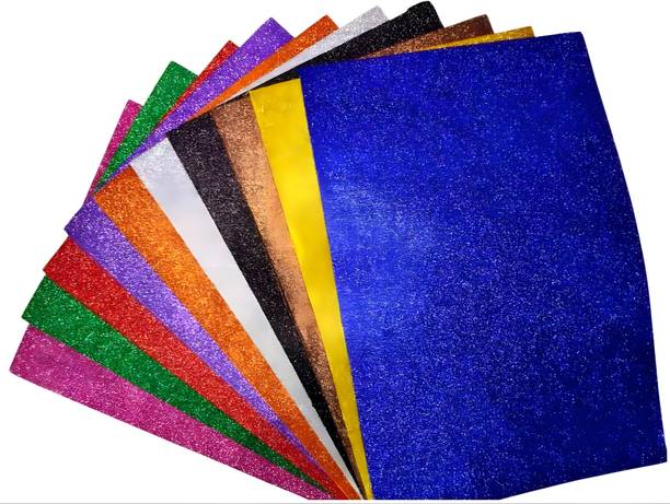 VISHAL CREATOR A4-10 Sheet Glitter Sheets (A4 Size) Art & Craft Glitter Sheet Silhouette Paper Sheet