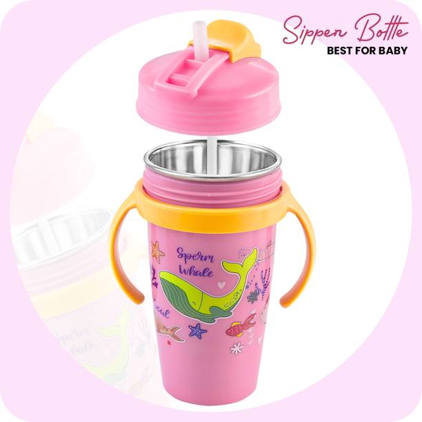 3D METRO SUPER STORE Stainless Steel Baby Sipper/ Sippy Cup Anti-Spill Soft Silicone Spout Sipper Cup