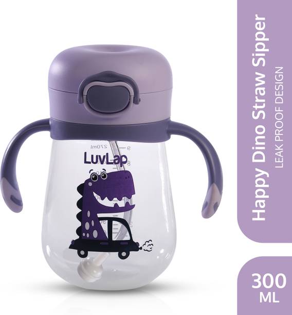 LuvLap Baby Bite Resistant Soft Silicone weighted Straw Sipper Cup with Handle, 300 ml,