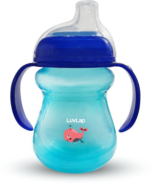 LuvLap Moby Little Baby Sipper/ Sippy Cup 240ml, Anti-Spill Soft Silicone Spout, 6m+,