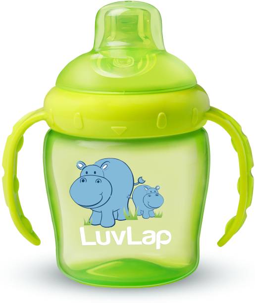 LuvLap Hippo Baby Sipper/Sippy Cup 225ml, Anti-Spill Design, Soft Silicone Spout, 6m+