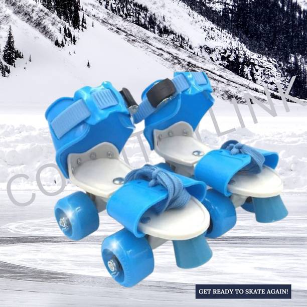 CountryLink Dry Skates Shoes Skating for Kids with Front Brake Kids Roller Adjustable Quad Roller Skates - Size 5-12 UK