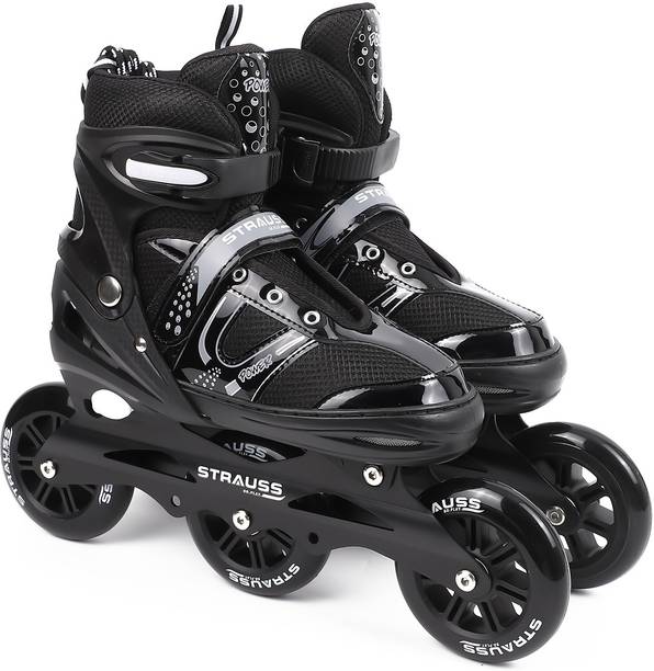 Strauss Adjustable (Trinity)| Shoes| PU 3 Wheels|(For 8-12 Years)| इन-लाइन स्केट्स साइज: UK (2.5 -6) UK