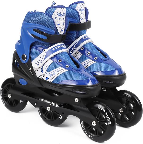 Strauss Adjustable Inline Skates (Blaze) | Skating Shoes | PU 3 Wheels|(For 12+ Years)| इन-लाइन स्केट्स साइज: UK (7-11) UK
