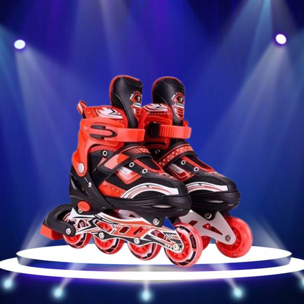 CountryLink Best Skate High Adjustable Shoes 4 Wheeler Aluminum Body LED Light On Wheel In-line Skates - Size 8-11 UK