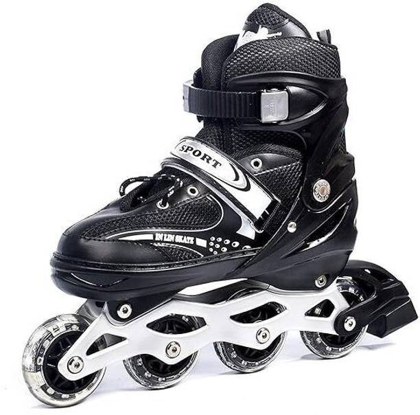 CountryLink Inline Skates Skating 5-15 Year PU Strong Aluminum Wheels & LED Light on Wheels In-line Skates - Size 8-11 UK