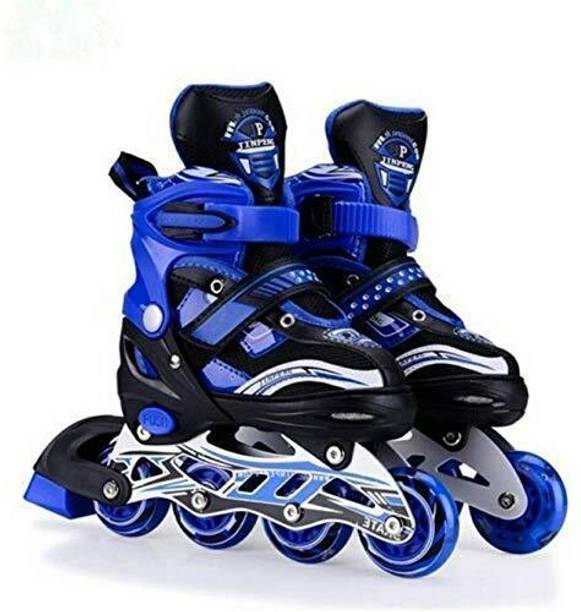 ADONYX Adjustable Inline Skates with All Light up Wheels Unisex In-line Skates - Size 6-9 UK