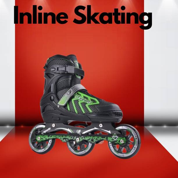 CountryLink New Inline Skates 3Wheel Skating Shoes with Adjustable Size for Kids Outdoor Toy In-line Skates - Size 5-8 UK