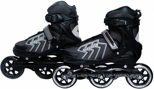 KOJERAFASHION Skatess with PU Flashing Wheel Aluminum Body 3 Wheel Skates Shoe Skates - Size Age 7-16 Years UK