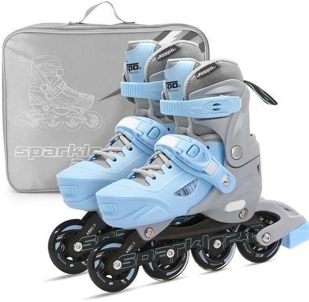 Jaspo Sparkle 2.0 Advance Adjustable Inline Roller Skates, Hard Boot, Aluminium Chasis In-line Skates - Size 31-34 Euro