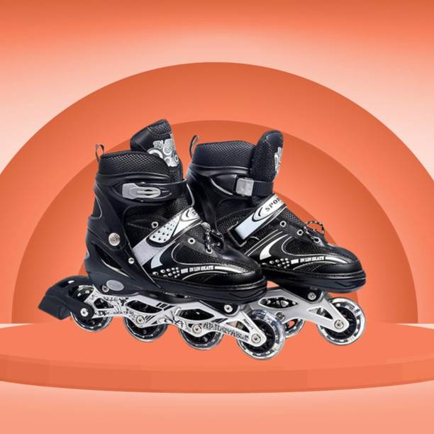 CountryLink New Skate High Adjustable Shoes 4 Wheeler Aluminum Body LED Light On Wheel In-line Skates - Size 8-11 UK