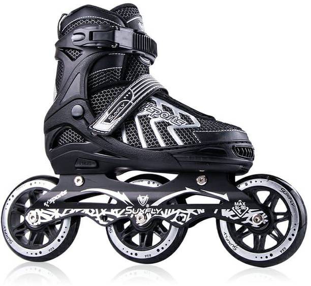 KOJERAFASHION Skates with PU Flashing Wheel Aluminum Body 3 Wheels Skates Shoe Skates - Size Age 7-16 Years UK