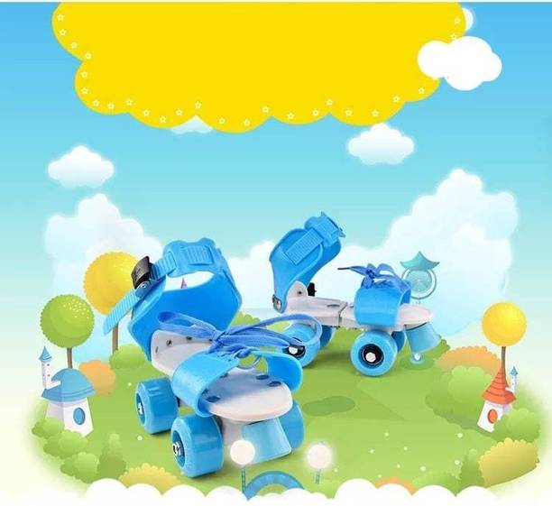 SPEEDYZONE Quad Roller Skates for Kids Age Group 5-12 Years Adjustable Inline Skating Shoes Quad Roller Skates - Size 5-8 UK