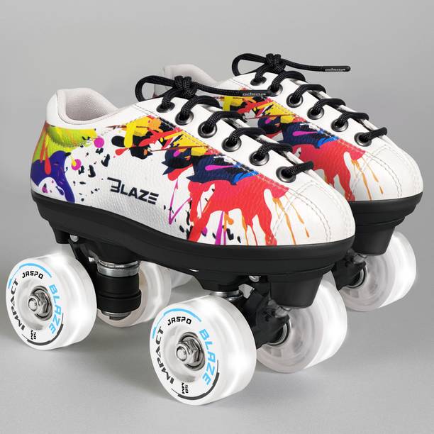 Jaspo Blaze LED Shoe Skates for Kids & Adults, 58mm PU LED Wheels, Leather Shoe Skates - Size 3 UK