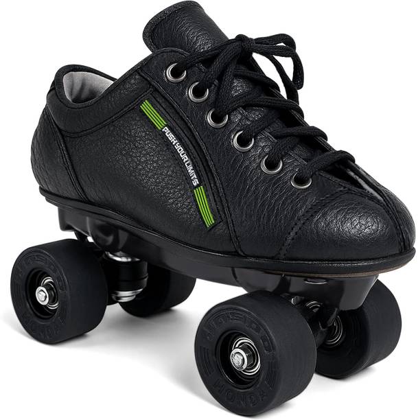 Jaspo Honda Pro 30 Quad Skates with Rubber Wheels Fixed Body Roller(Black) Shoe Skates Shoe Skates - Size 7 UK