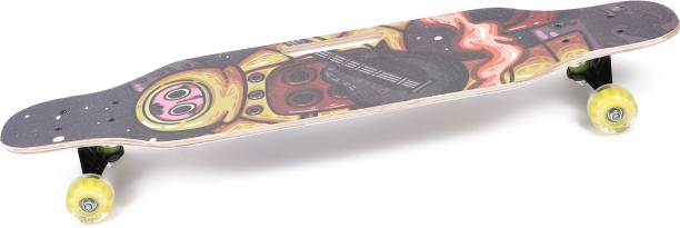 Strauss Spunkz Maple Skateboard | Longboard | PU Wheels with LED Light, (Astronaut) 8 inch x 31 inch Skateboard