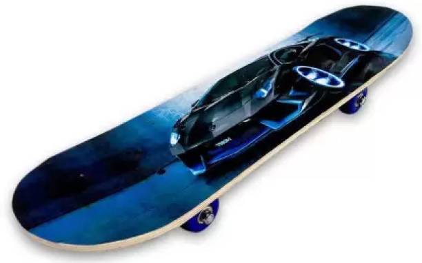 S.V.Enterprises Blue Car Portable Handheld Skateboard, 24" Light Flashing 4 Wheels Skate Boards 6 inch x 24 inch Skateboard