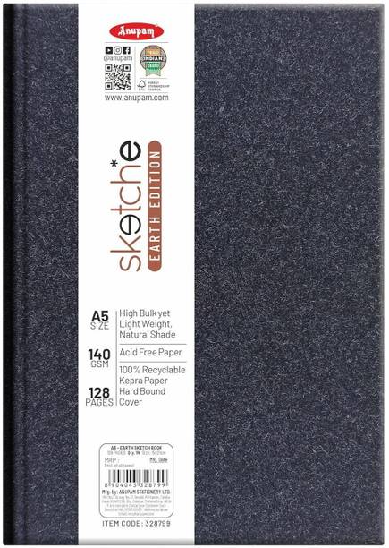 ANUPAM Earth Sketche Drawing Book Cartridge Paper A5 100% Recycle Hardbound Sketch Pad