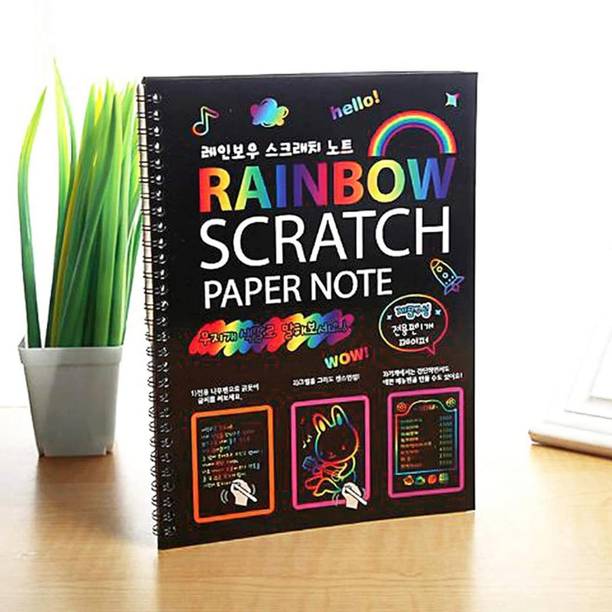 Prescent A4 Size Rainbow Art Scratch Paper Book Sheets with Stylus, 10 Pages, Multicolor Sketch Pad